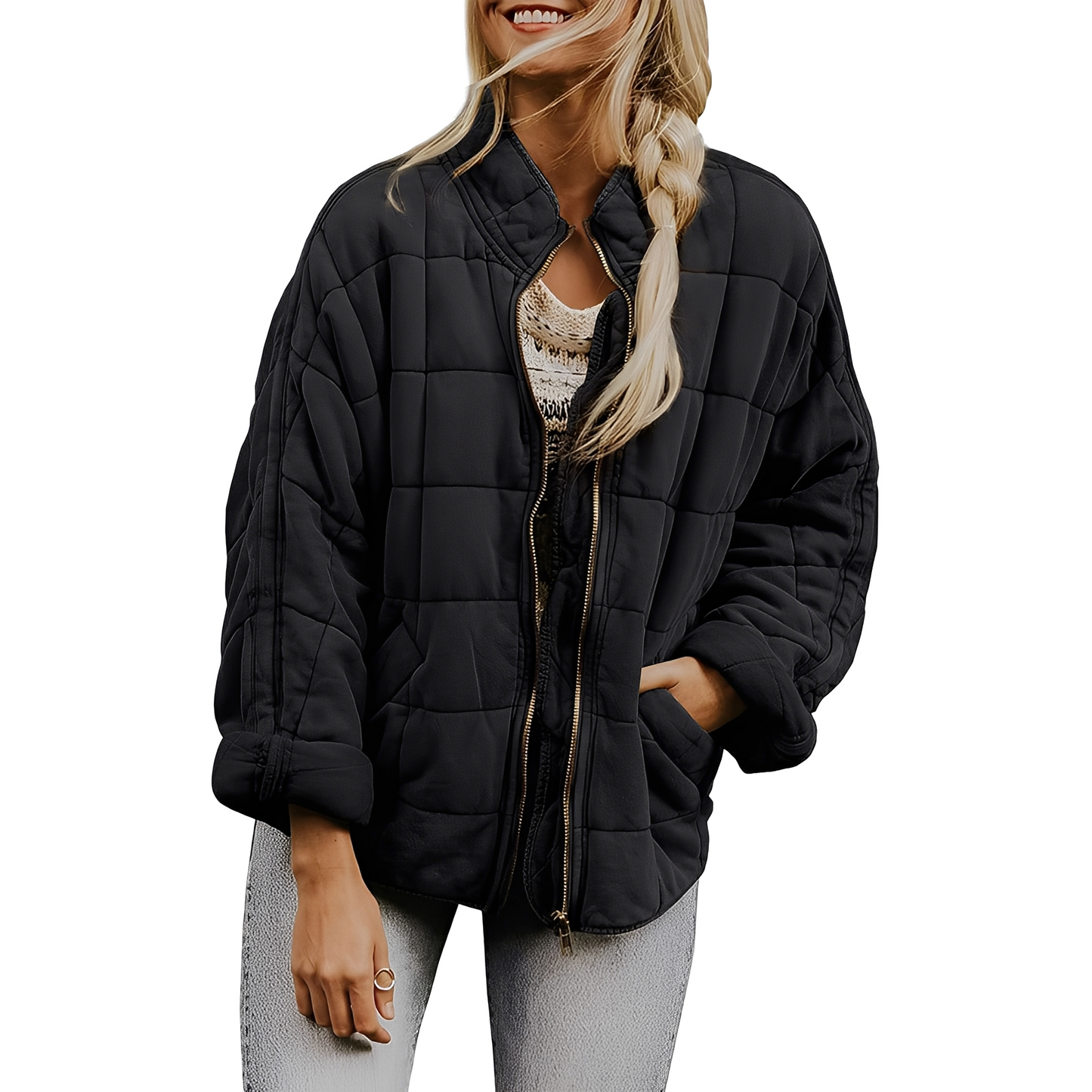 Luana - Frauenjacke mit leichtem Steppdesign und Taschen