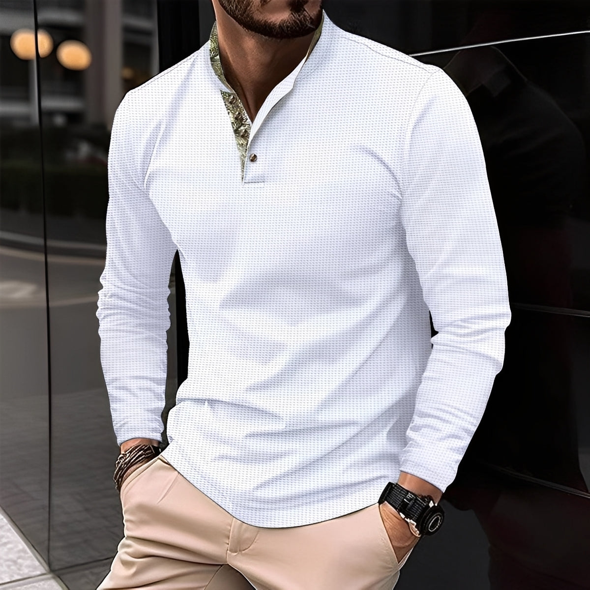 Crofton - Schickes Herren-Poloshirt mit langen Ärmeln und Designakzent