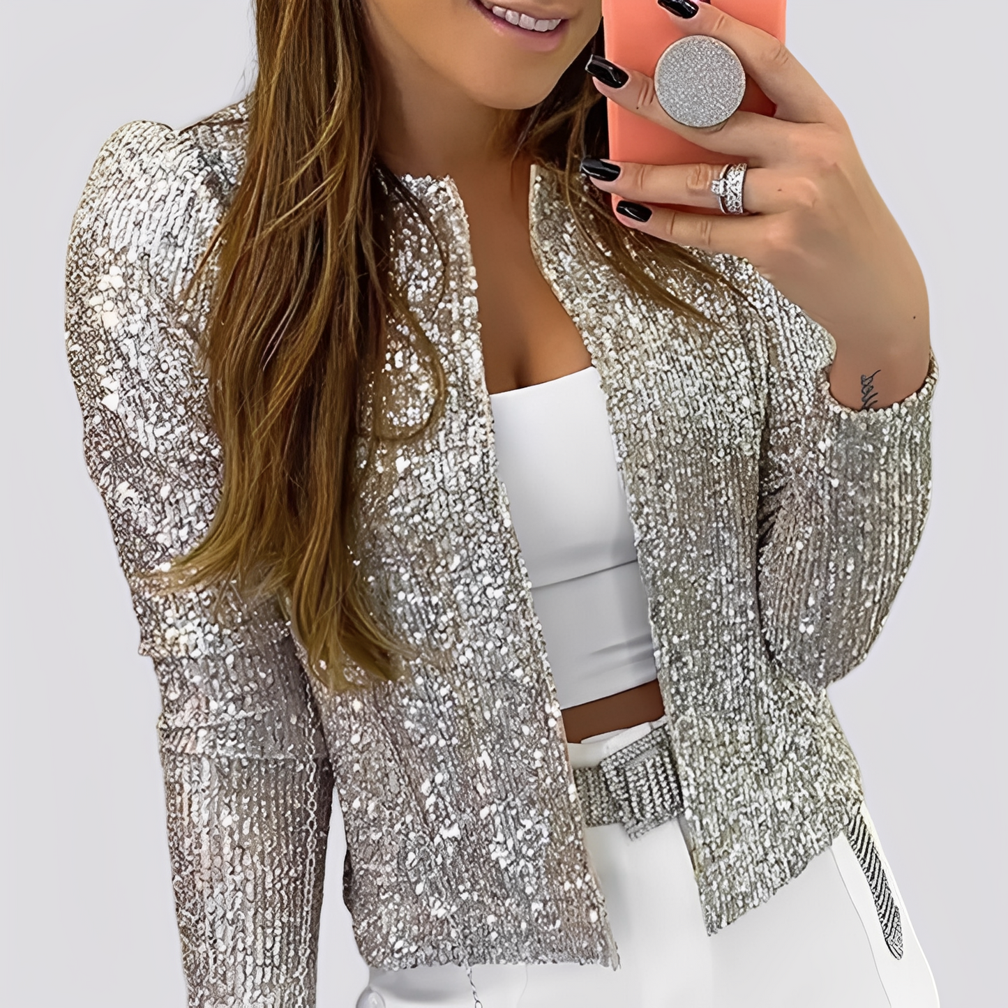 Isabelle - Elegant short sequin jacket for women
