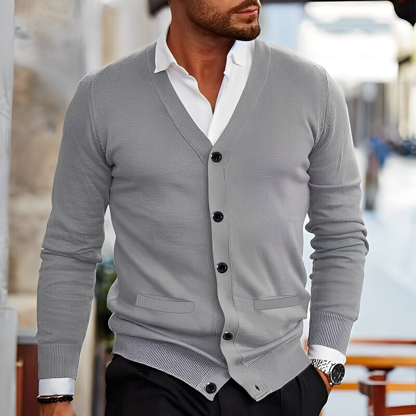 Terence - Klassischer Männerpullover mit Taschen