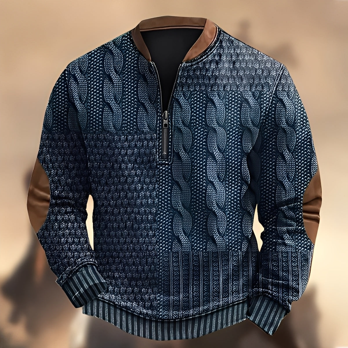 Edmund - Bequemer Herrenpullover mit Muster und Reißverschluss
