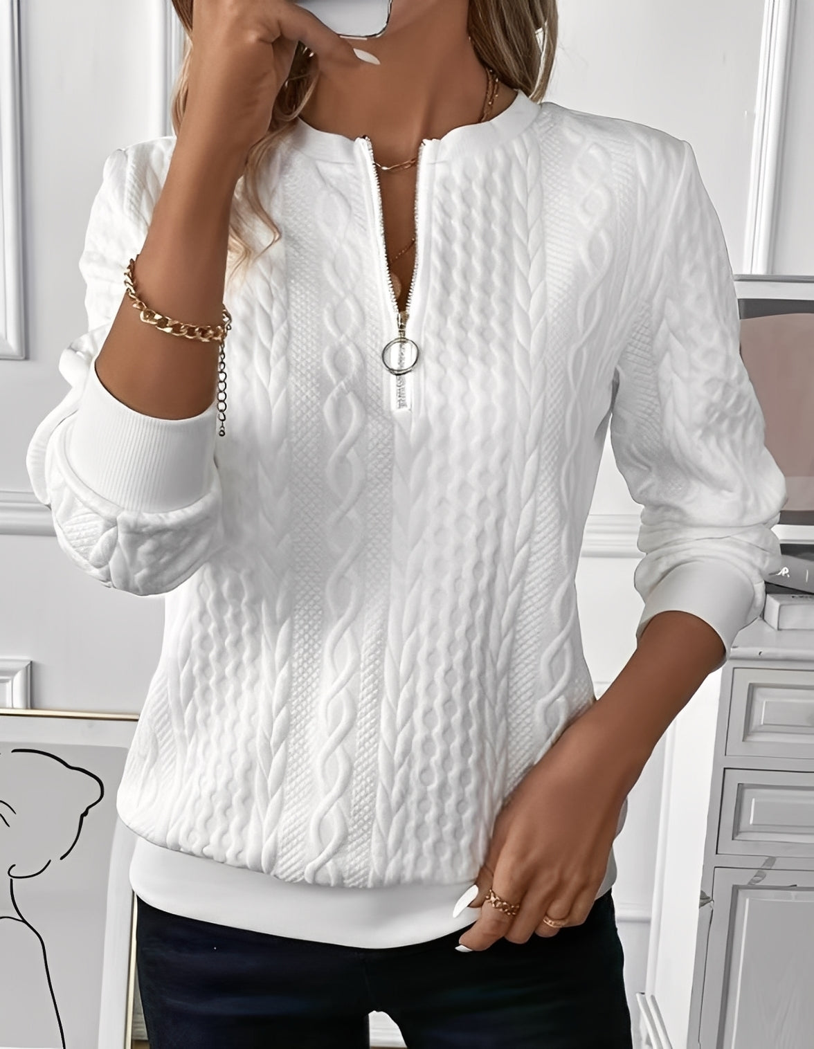 Davida - Modischer, weicher Damenpullover mit Steppmuster