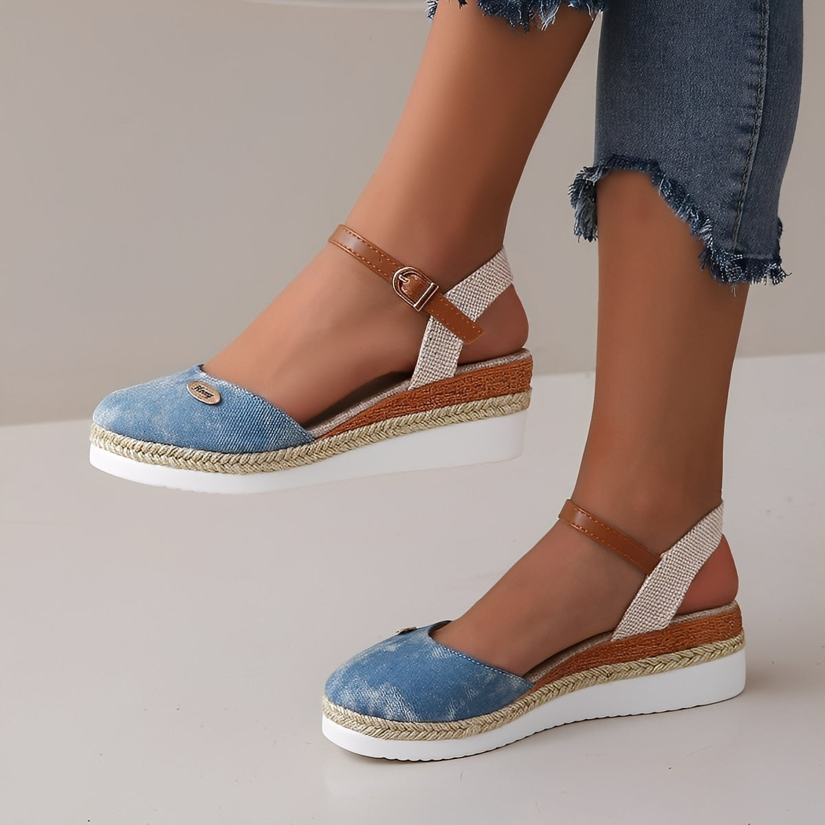 Elinor - Komfortable Damen-Hanfsandalen mit Keilabsatz