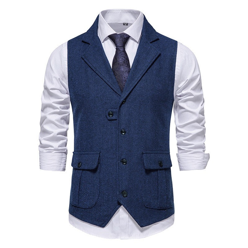 Rodney - Stilvolle Herrenweste mit Fischgrätmuster, Einreiher-Design