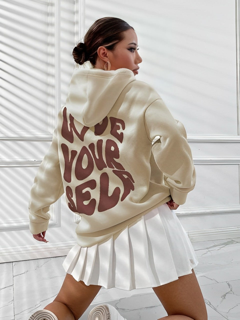 Daria – Bedruckter Baumwoll-Hoodie