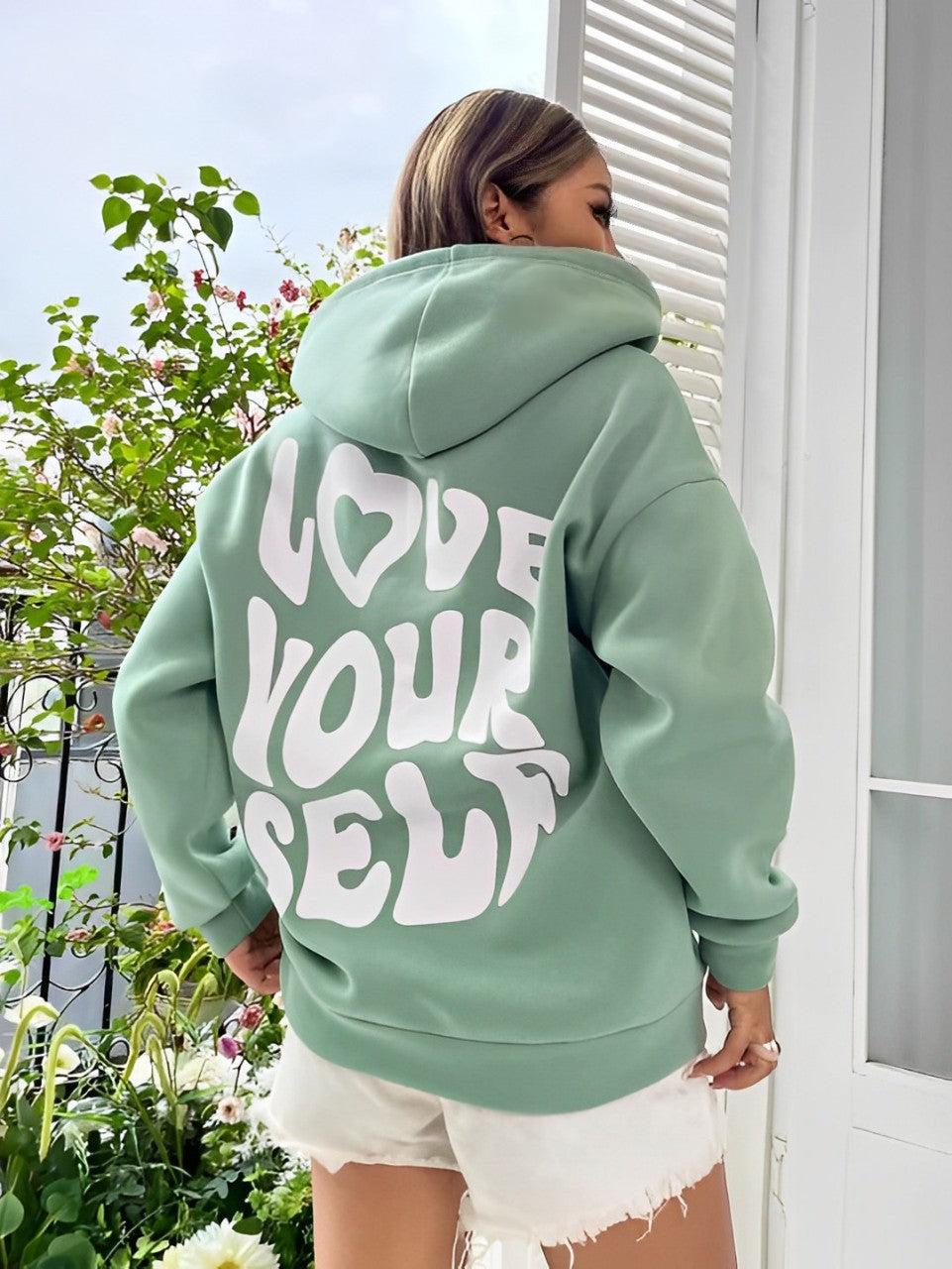 Daria – Bedruckter Baumwoll-Hoodie