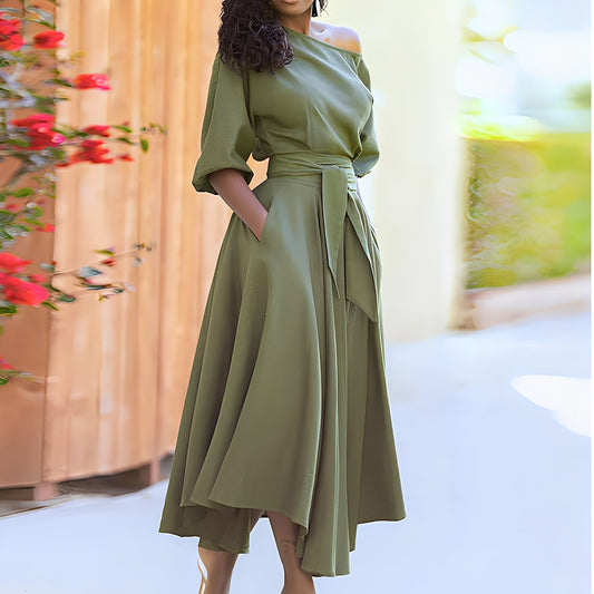 Dahlia - Elegantes Damenkleid ohne Ärmel mit Gürtel