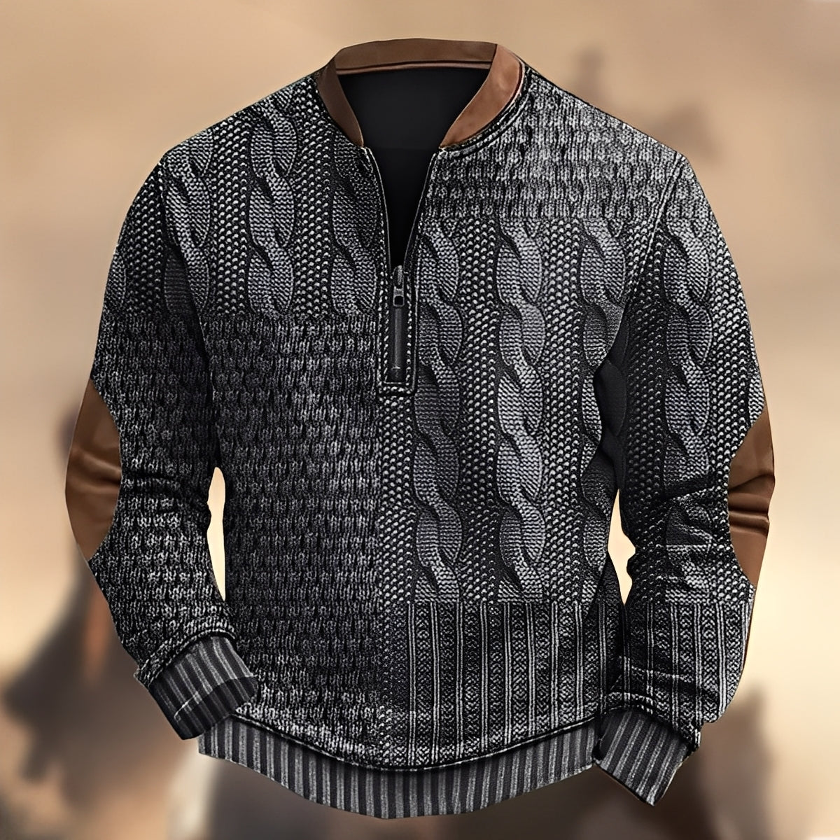 Edmund - Bequemer Herrenpullover mit Muster und Reißverschluss