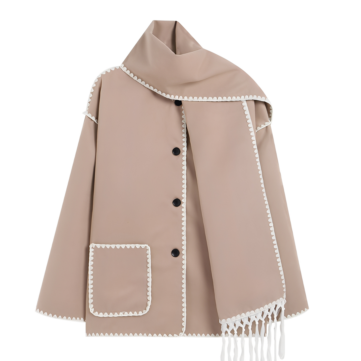 Amilia - Damen-Wolljacke, elegant und lässig geschnitten, mit Schal