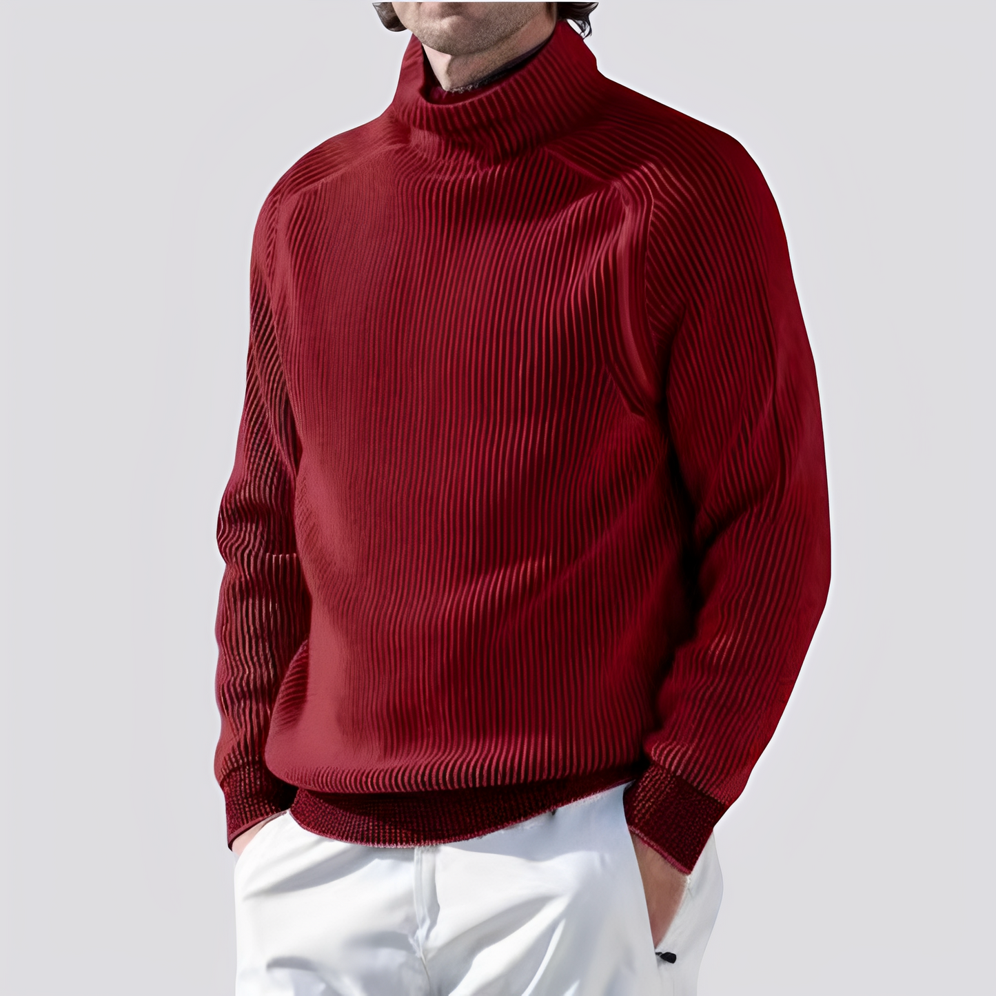 Zack - Men's knitted sweater with ribbed design, warm and trendy