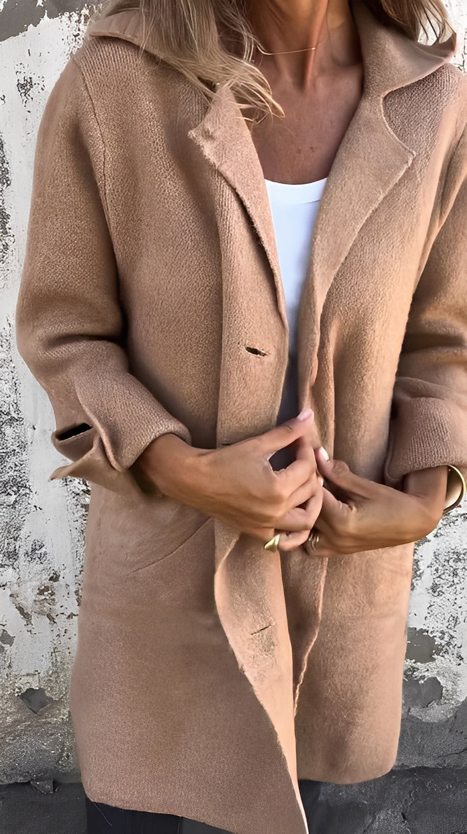 Meridith - Damenmantel mit langem, elegantem Reverskragen