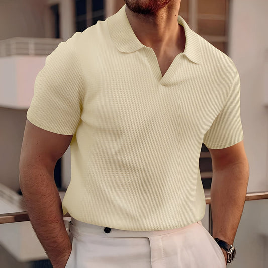 Harley - Einfaches Herren-Poloshirt mit kurzen Ärmeln und Wabenmuster