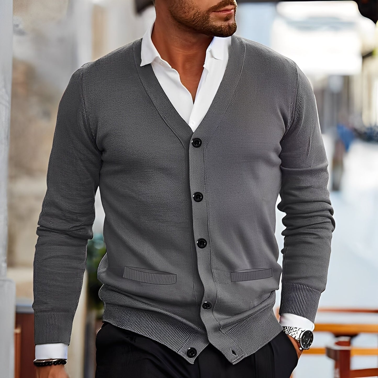 Terence - Klassischer Männerpullover mit Taschen