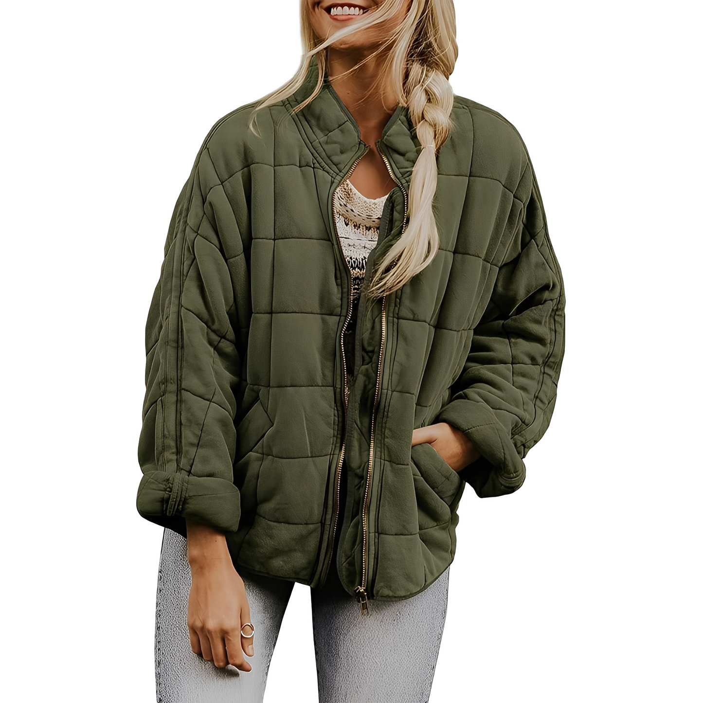Luana - Frauenjacke mit leichtem Steppdesign und Taschen