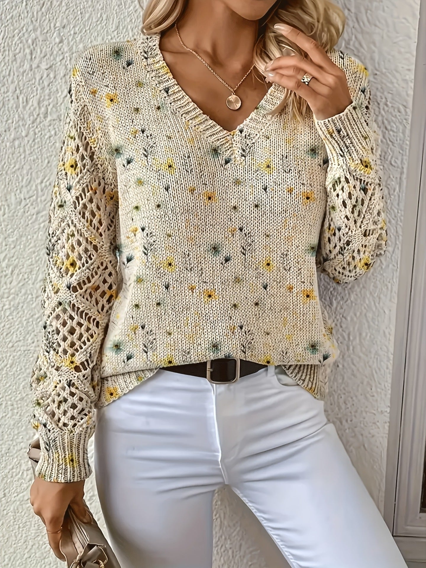 Ashtyn - Eleganter Damenpullover mit Blumendesign