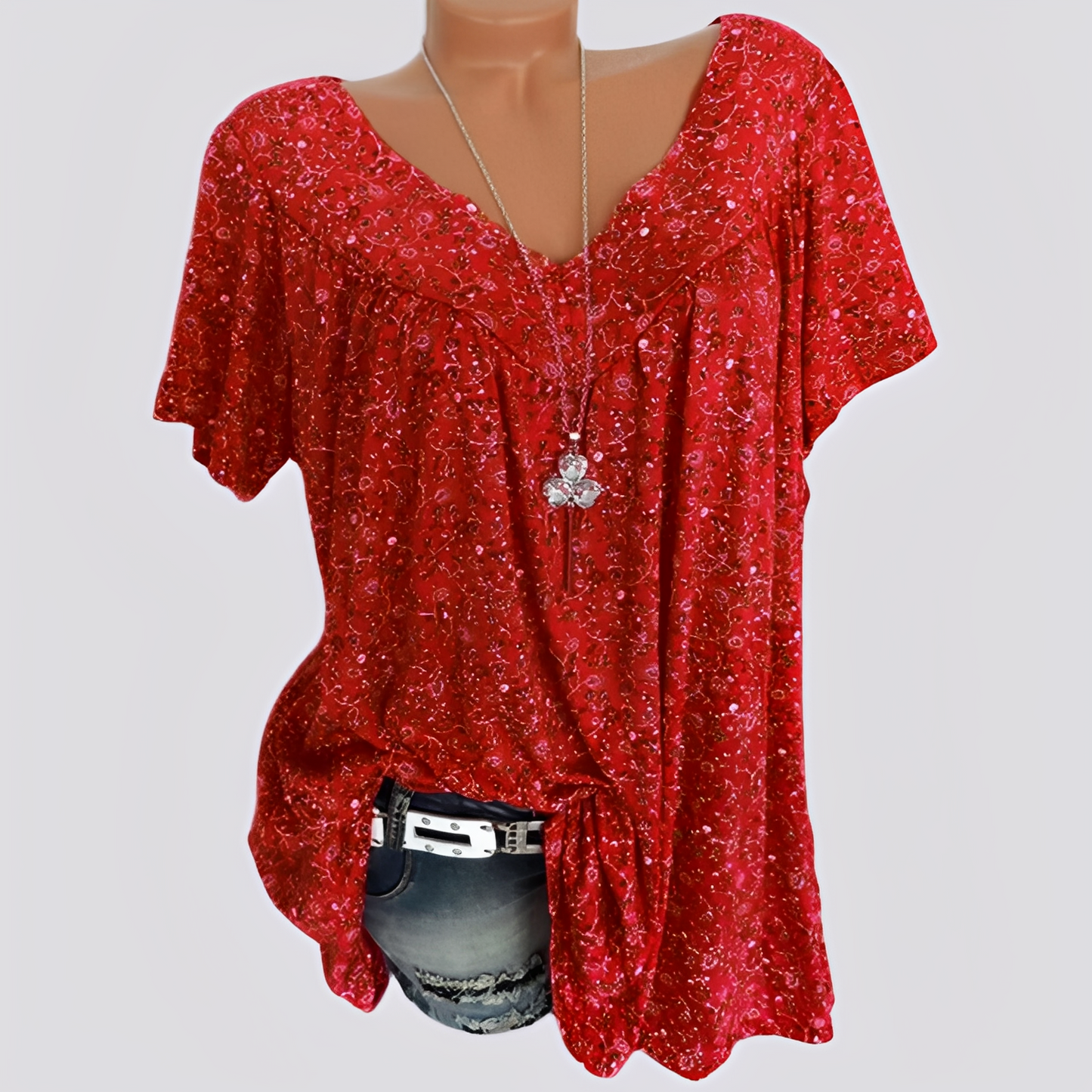 Claudia - Modische, locker geschnittene Bluse mit Blumenmotiv für Damen