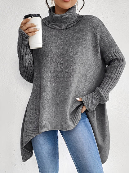 Wendy - Eleganter langer Damenpullover mit Rollkragen