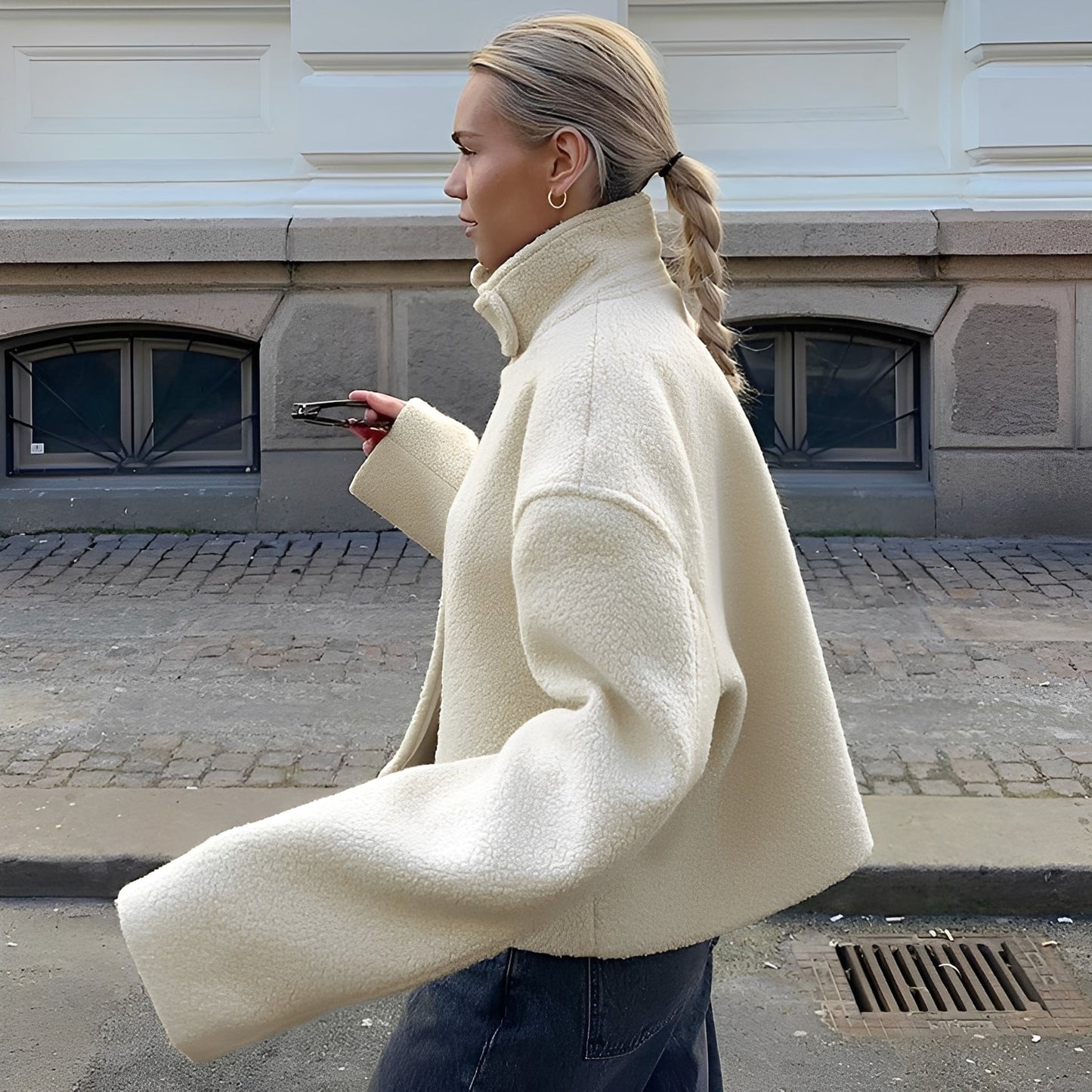 Shania - Trendiger, lässiger Oversize-Fleece-Mantel für Frauen