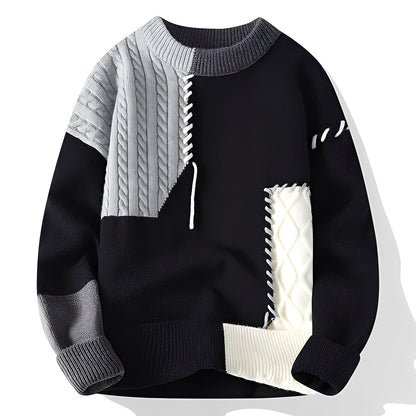 Curtis - Modischer Herrenpullover aus Fleece mit Farbblock-Design