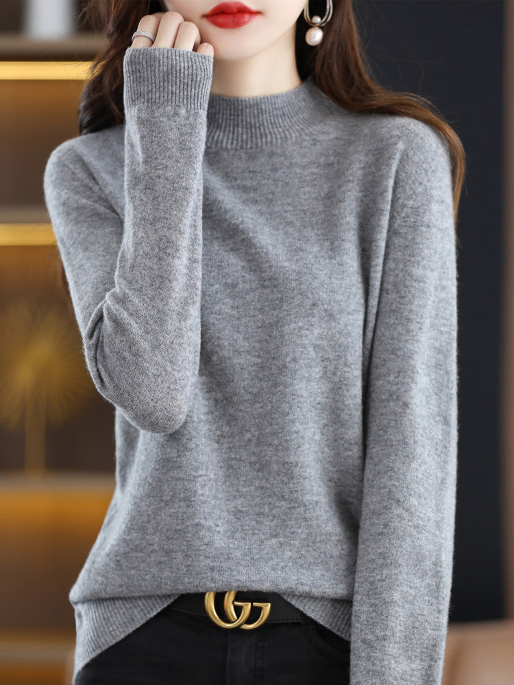 Carrie - Elegant, warm women's sweater with stand-up collar