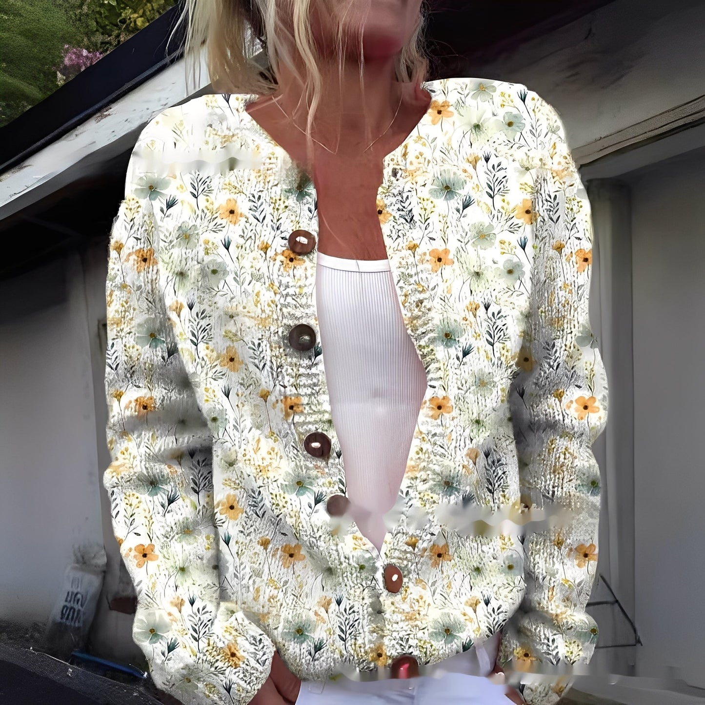 Wilda - Warmer und eleganter Damen-Cardigan mit Blumenmuster