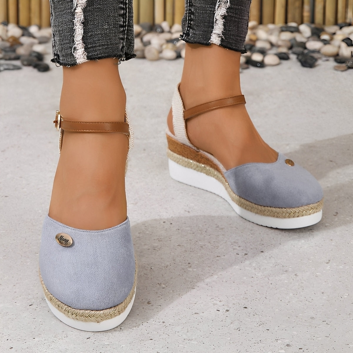 Elinor - Komfortable Damen-Hanfsandalen mit Keilabsatz