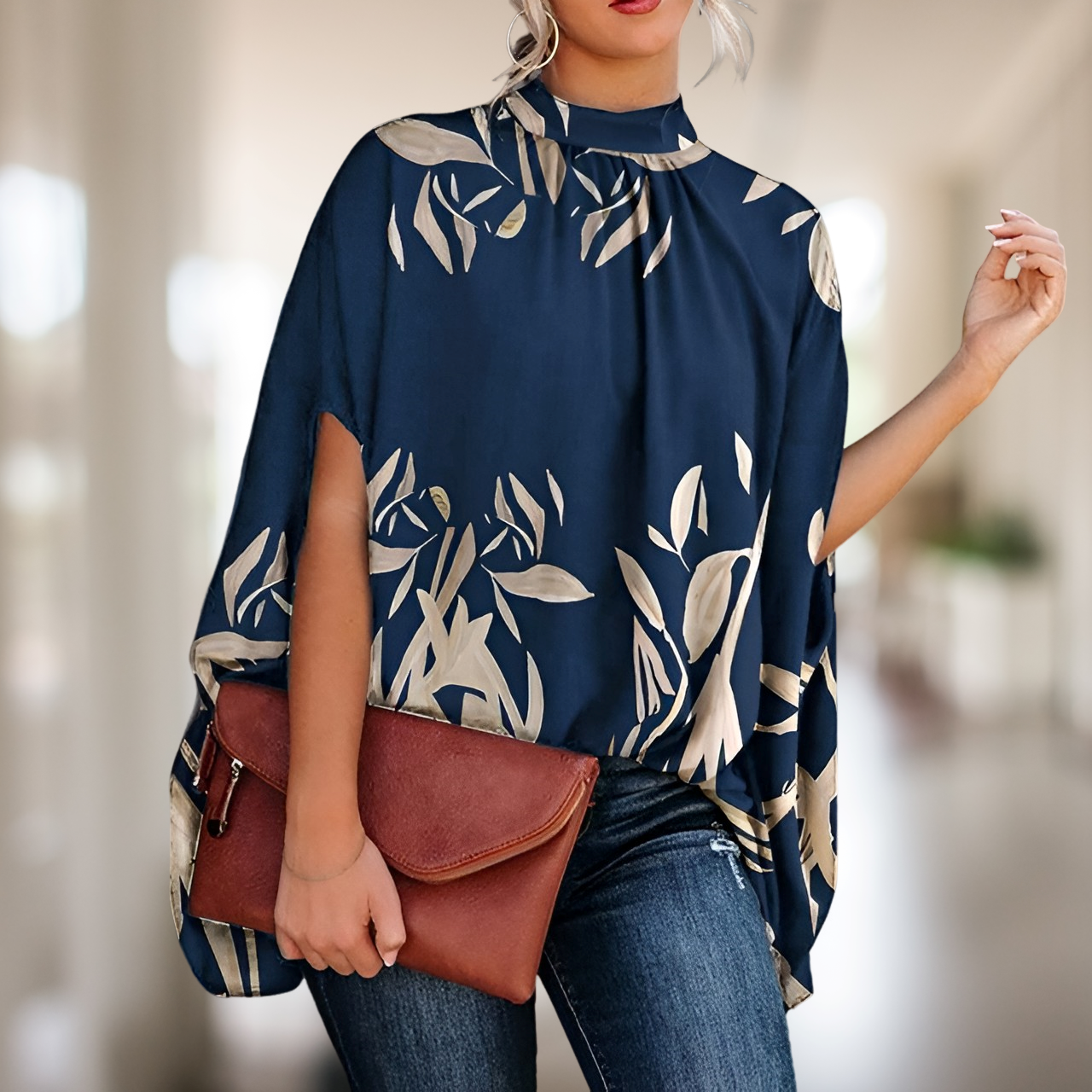 Zara – Weit geschnittene Bluse mit V-Ausschnitt