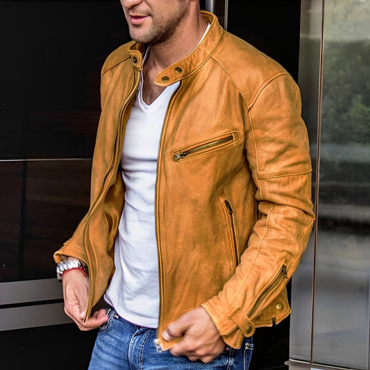 Winston - Vielseitige Herrenlederjacke mit Stehkragen