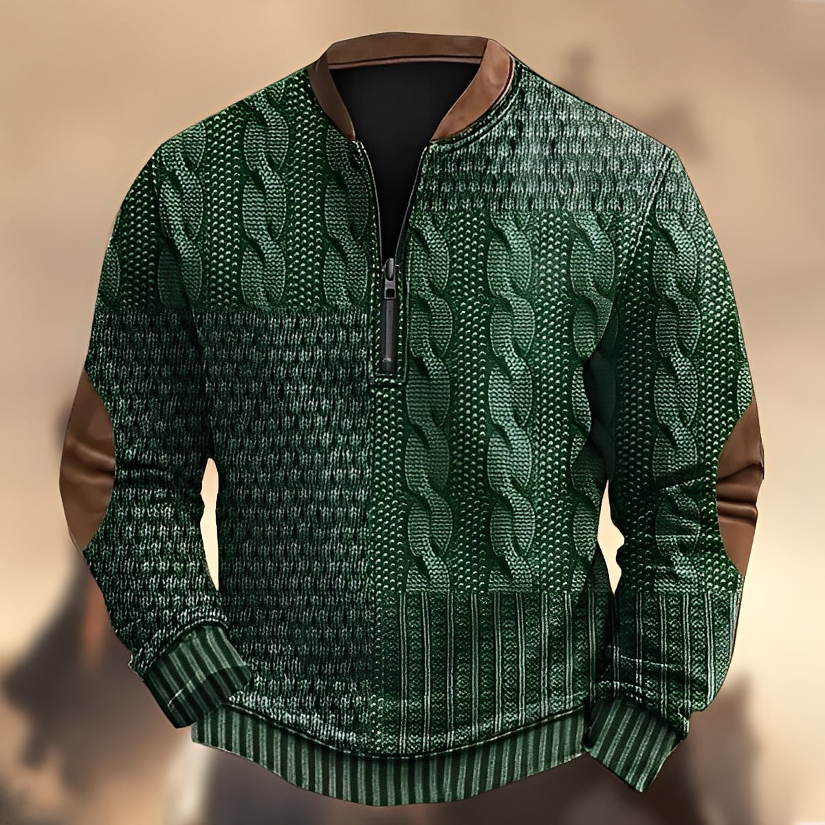 Edmund - Bequemer Herrenpullover mit Muster und Reißverschluss