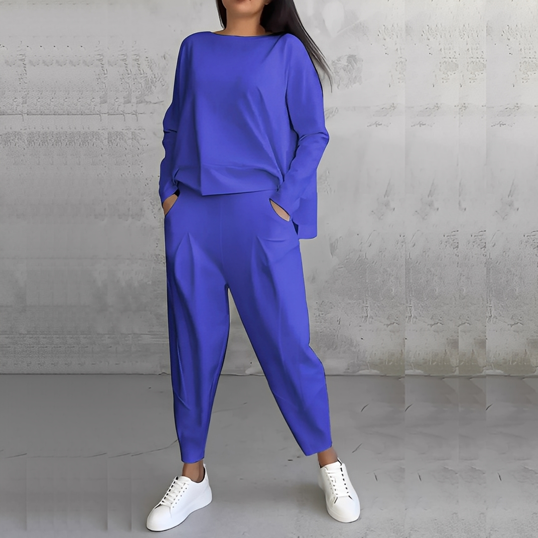 Mélisande - Damen-Set mit Pullover und Hose in Rundhals-Design
