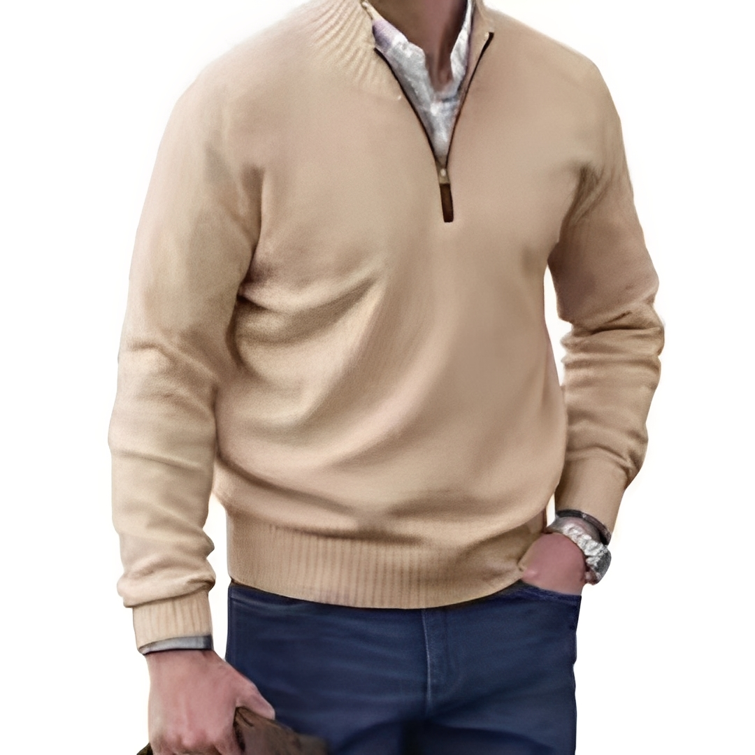 Matéo - Herren-Strickpullover mit halbem Reißverschluss