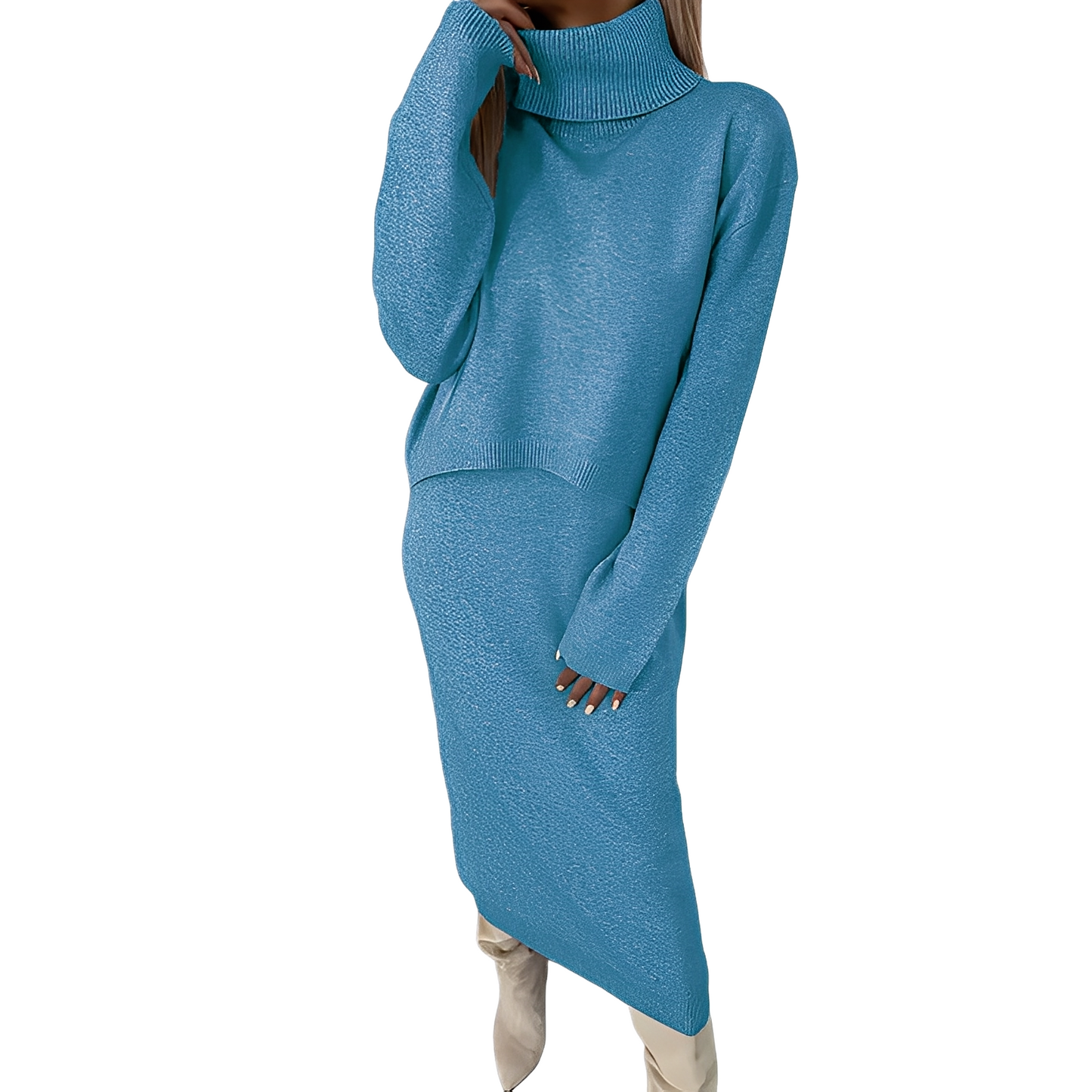 Natalee - Modisches Damen-Set mit Rollkragenpullover und Rock