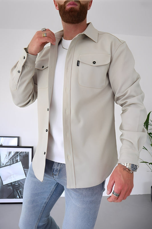 David - Lockeres Männerhemd mit Taschen