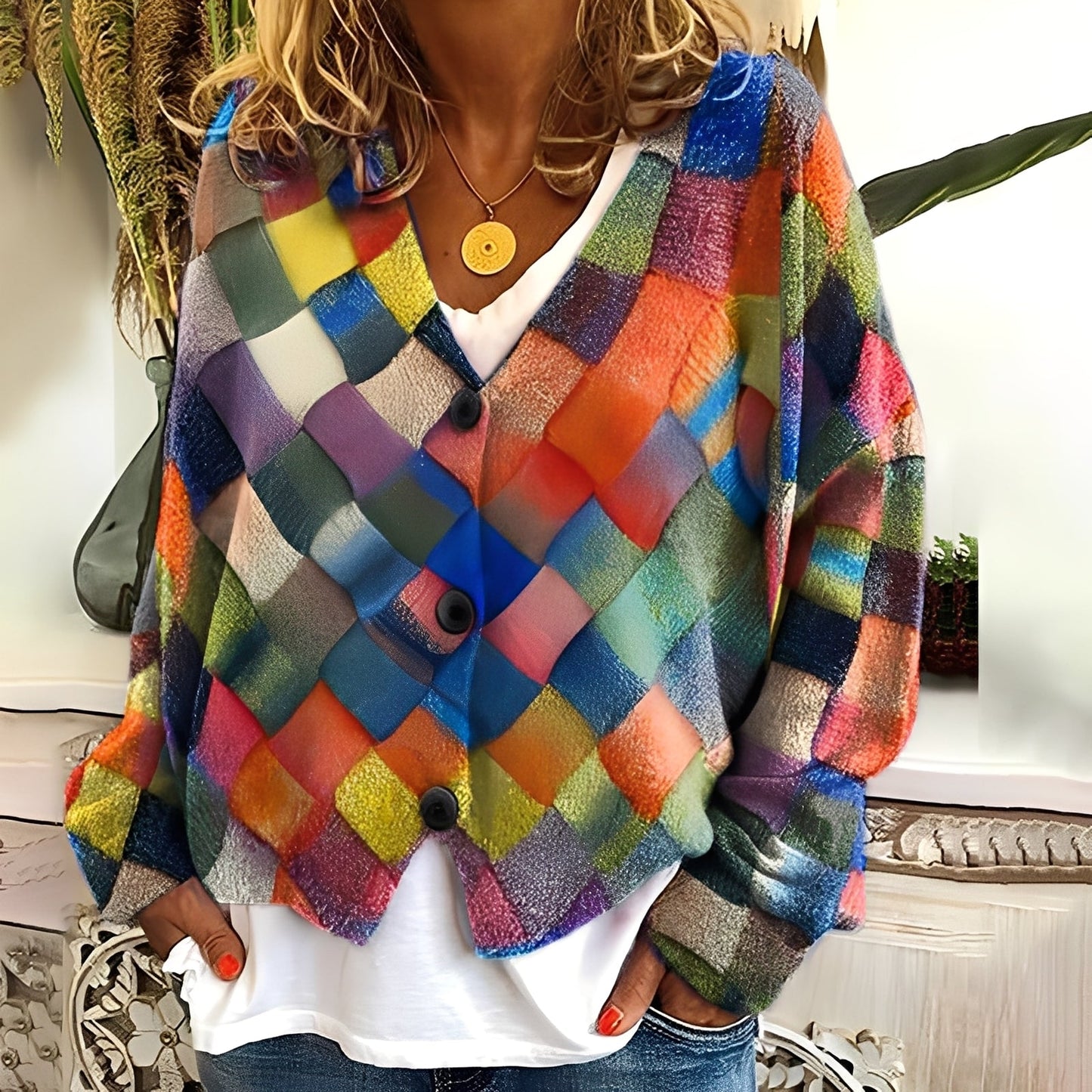 Nydia - Bequemer, weicher Damenpullover mit Muster