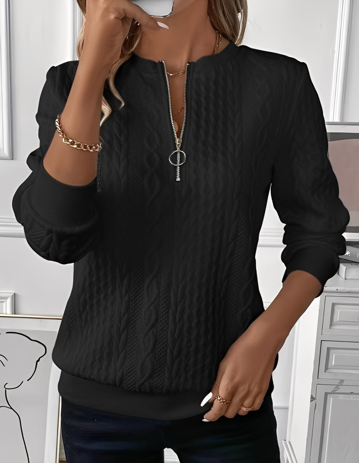 Davida - Modischer, weicher Damenpullover mit Steppmuster