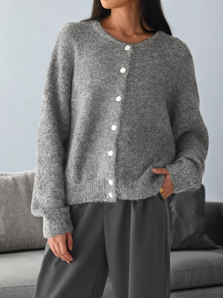 Rowena - Damen Vintage-Wollmantel mit Knöpfen
