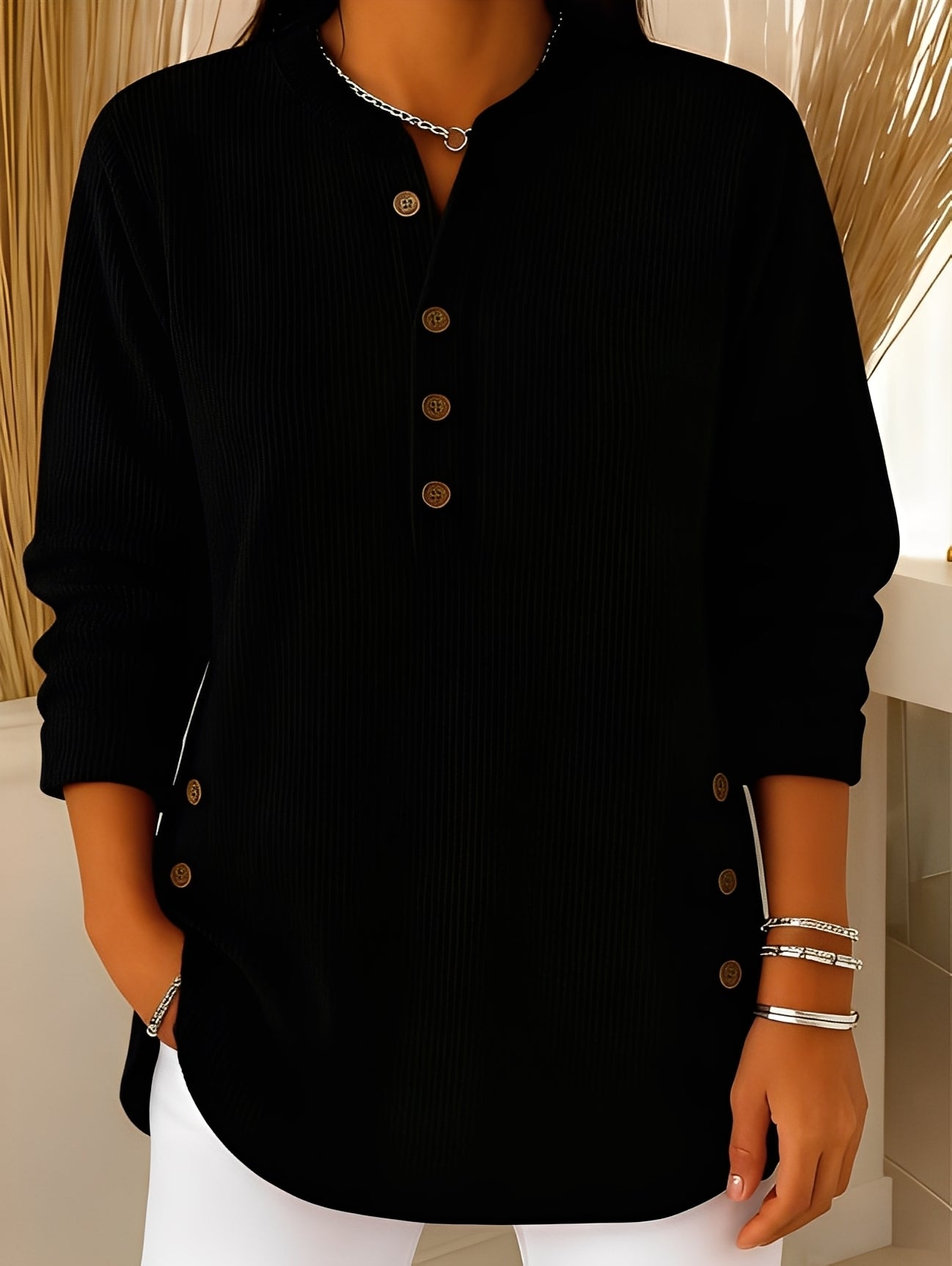 Jocelyn - Komfortabler Damen-Strickpullover mit Knöpfen