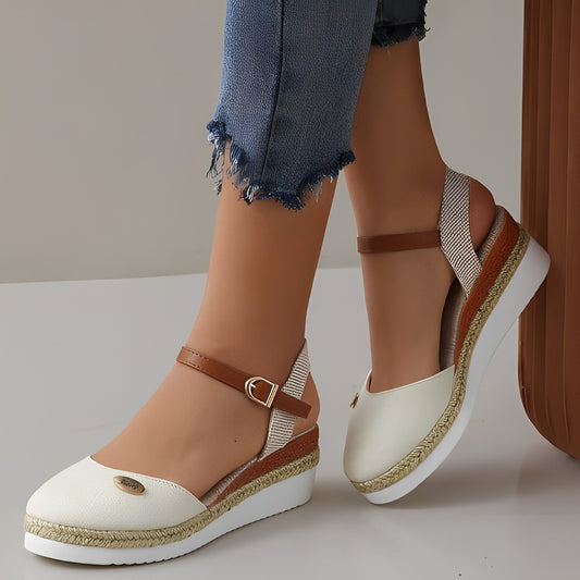 Elinor - Komfortable Damen-Hanfsandalen mit Keilabsatz