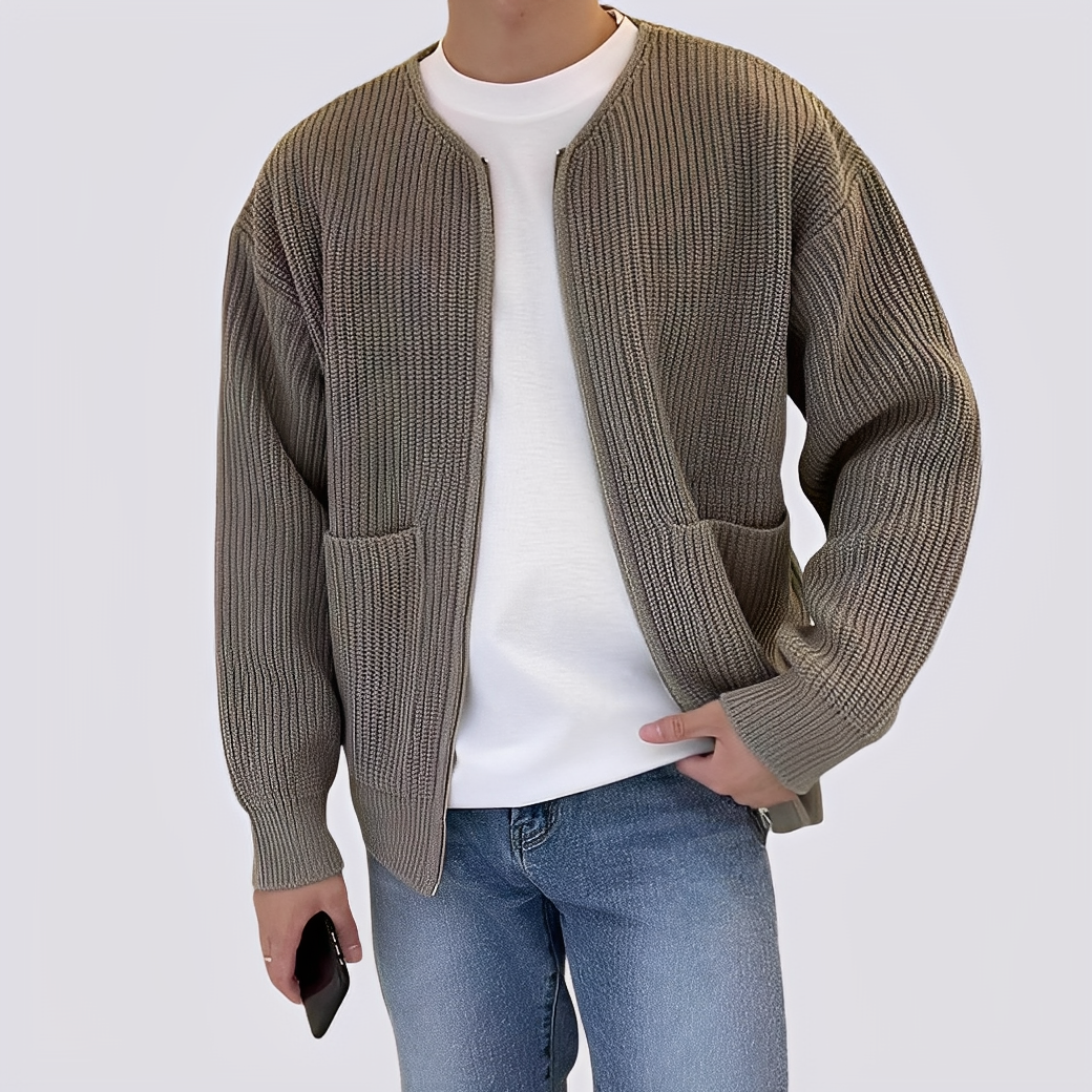 Willy - Angenehme Herren-Strickjacke mit Reißverschluss