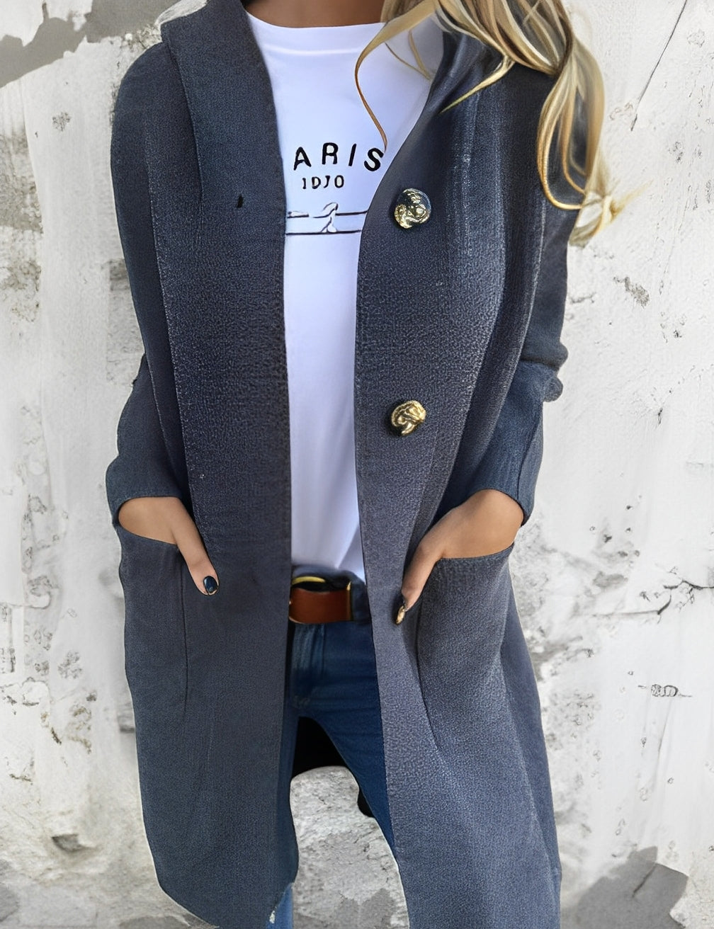 Suzanna - Langer, entspannter Damen-Cardigan mit Kapuze
