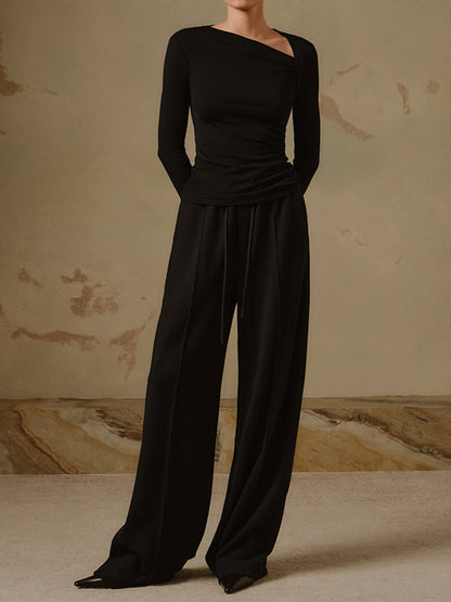 Selina – Gestreiftes Asymmetrisches Langarmshirt