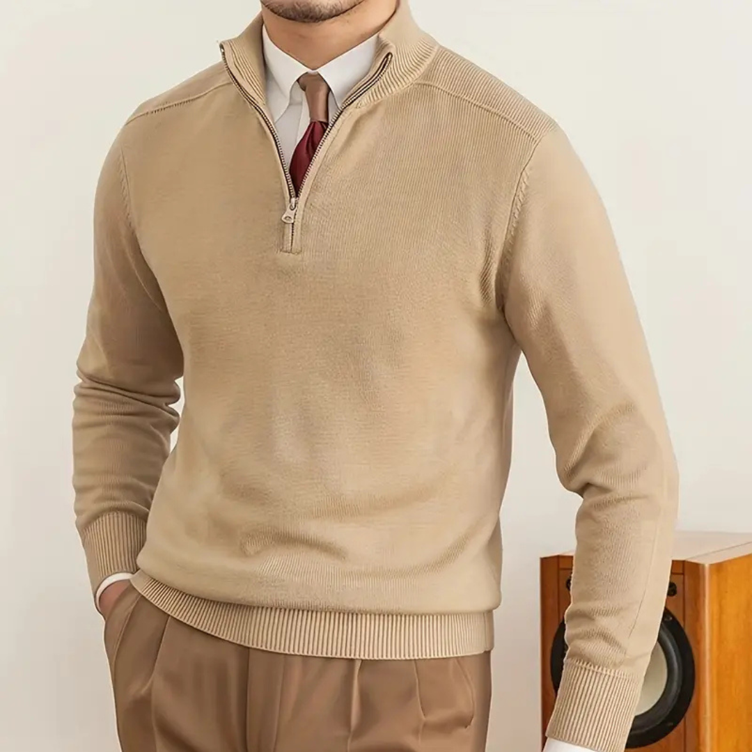 Olivier - Pullover aus Baumwolle mit halbem Zipper