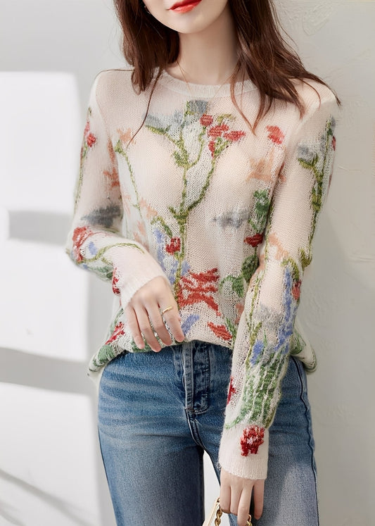 Gisselle - Schicker Strickpullover mit Blumenmotiv für Damen