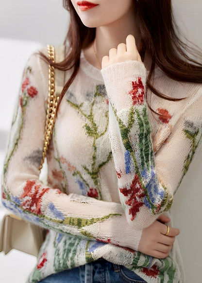 Gisselle - Schicker Strickpullover mit Blumenmotiv für Damen