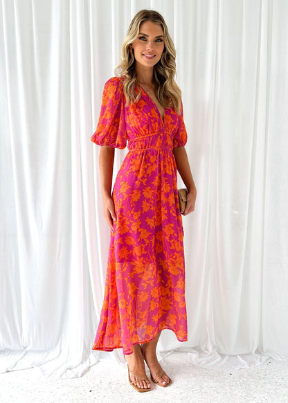 Kathy – Langes Kleid mit V-Ausschnitt