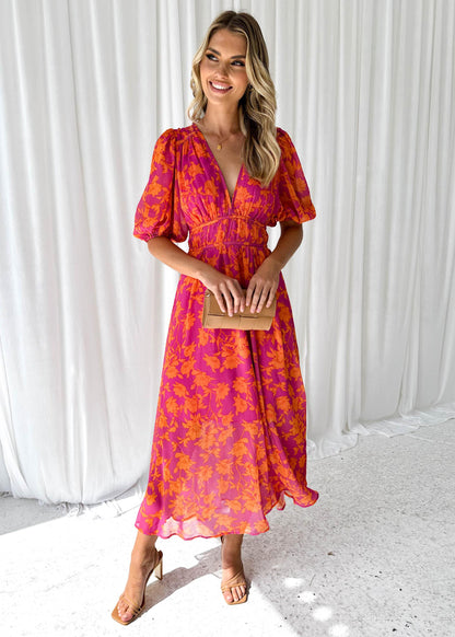 Kathy – Langes Kleid mit V-Ausschnitt