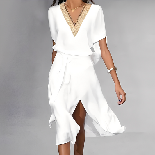 Isabella – Weißes Midi-Kleid für Damen