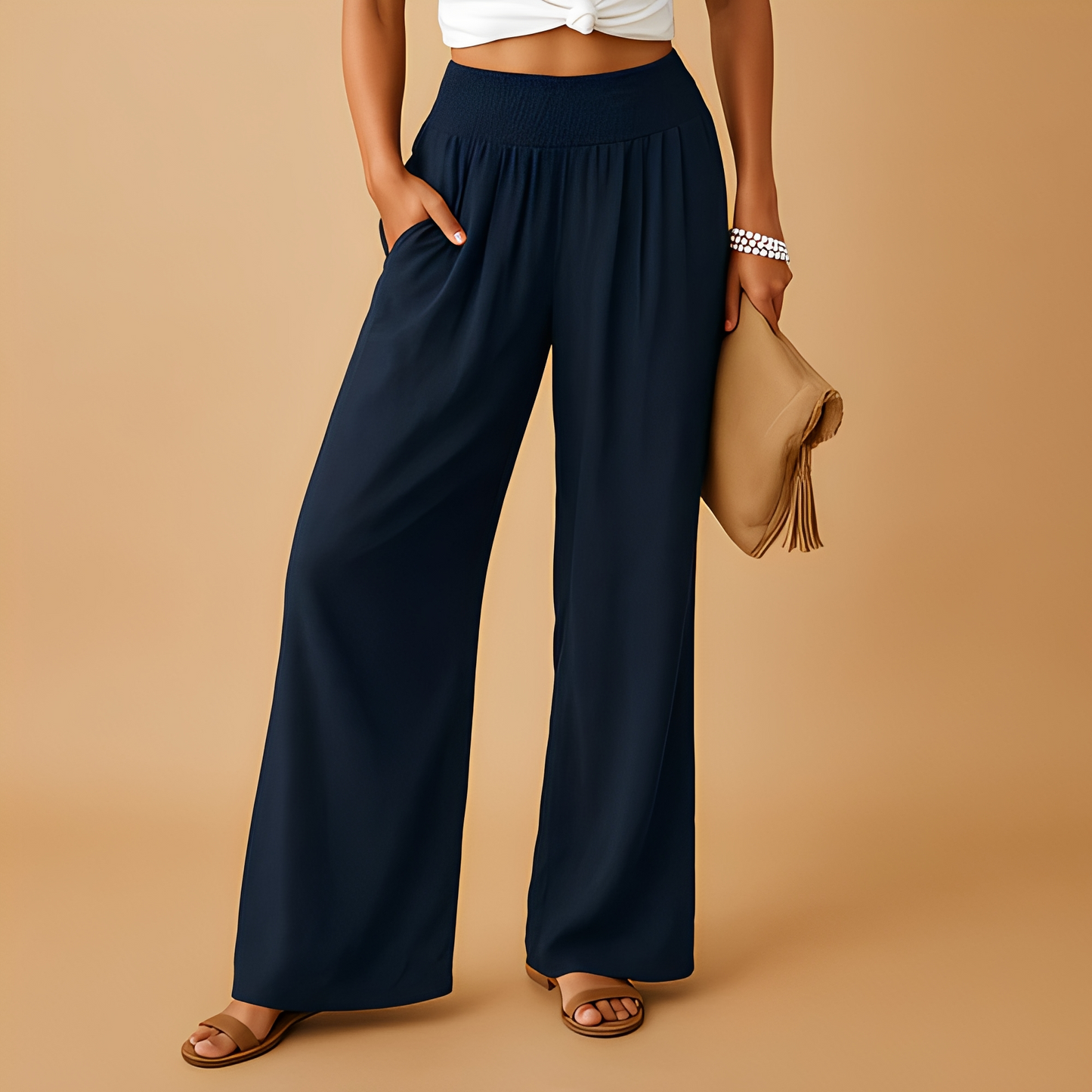 Aldona - Damenhosen mit geradem Schnitt aus leichtem Stoff