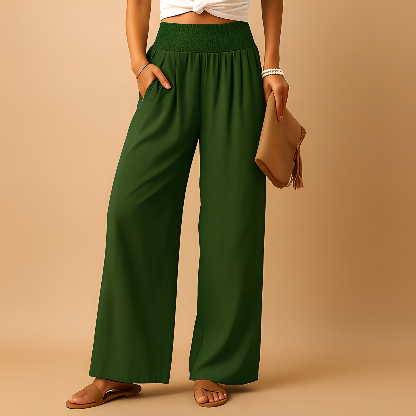 Aldona - Damenhosen mit geradem Schnitt aus leichtem Stoff