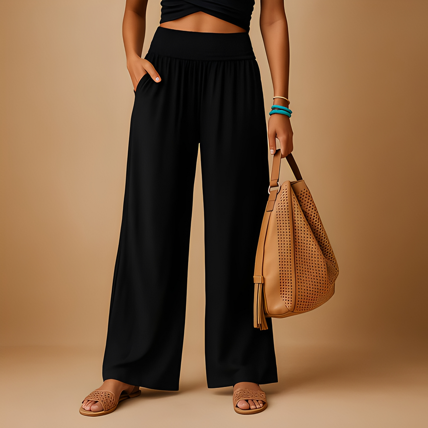 Aldona - Damenhosen mit geradem Schnitt aus leichtem Stoff